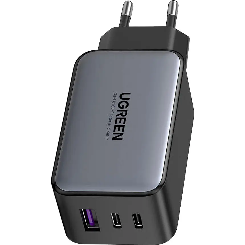 Мережевий зарядний пристрій Ugreen CD244 USB-A + 2xUSB-C 65W GaN Tech Fast Charger Grey [10335] [99277] - фото 2