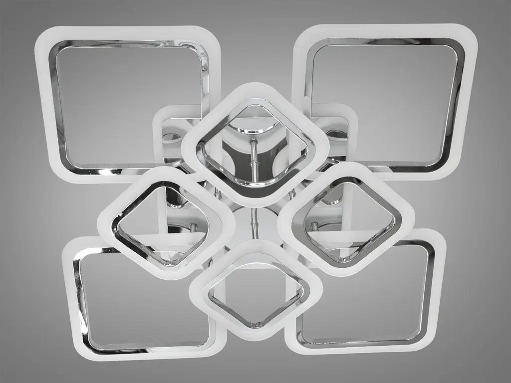 Современная LED люстра с подсветкой, димером, 115W, хром - фото 3