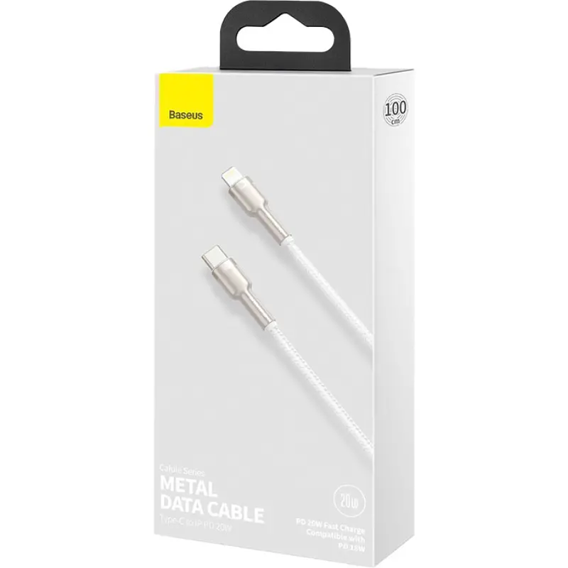 Кабель Baseus Cafule Metal Data Cable USB-C to Lightning PD 20W 1m White (CATLJK-A02) [73264] - фото 5