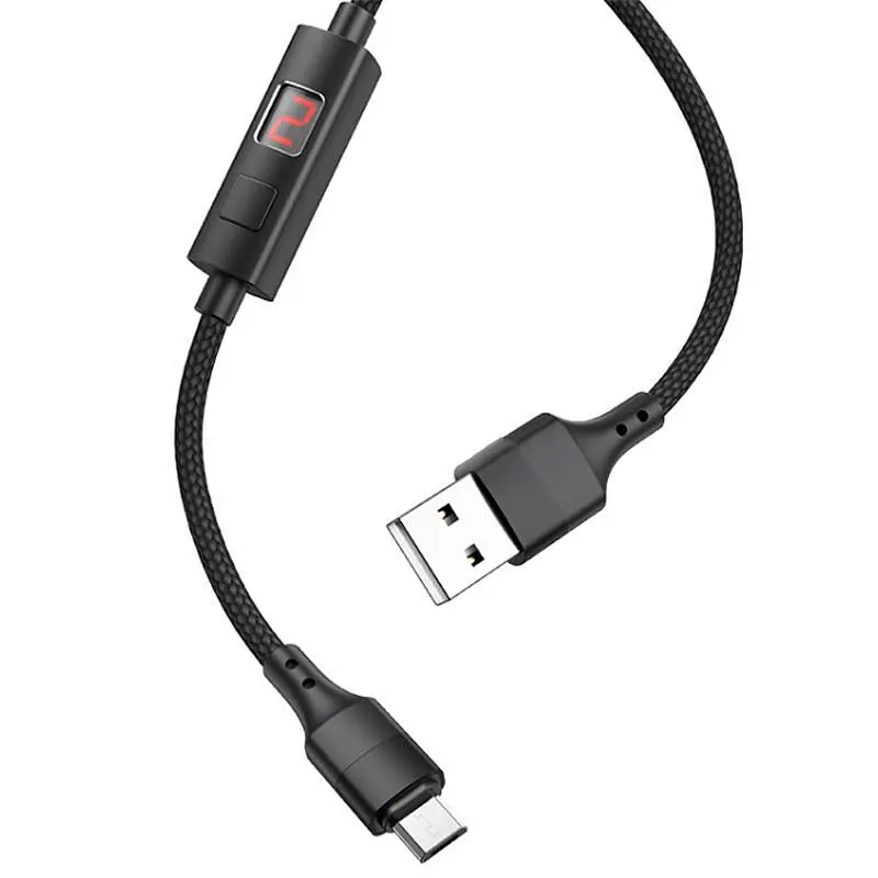 USB Cable Hoco S13 Central control MicroUSB Black 1m (with display timer) - фото 2