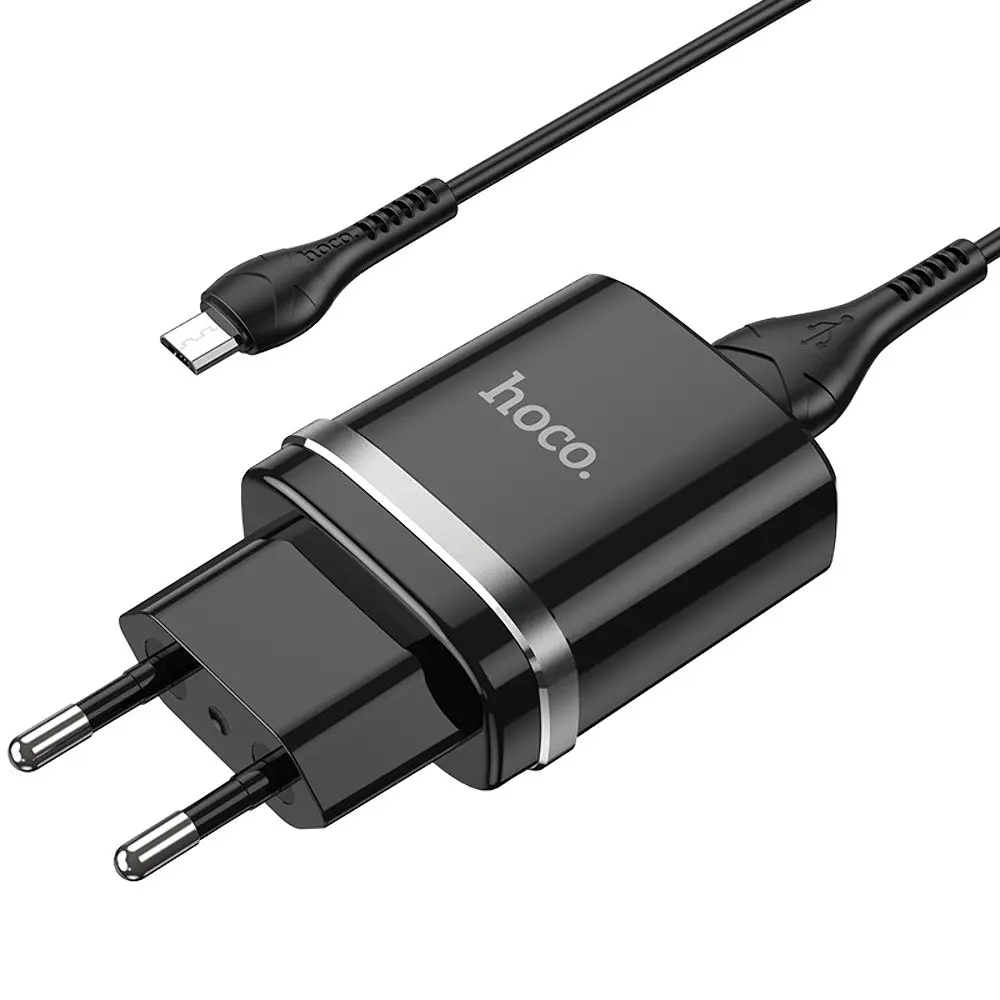 Зарядний пристрій Hoco N1 USB чорний + кабель USB to MicroUSB - фото 4