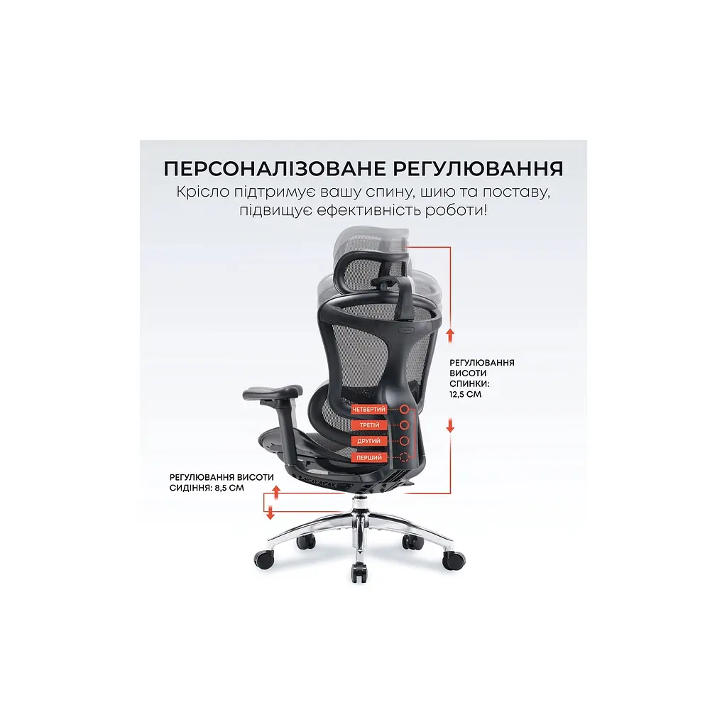 Офісне крісло Sihoo DORO C300L сітка, чорне (DORO-C300L-A3-101) - фото 10