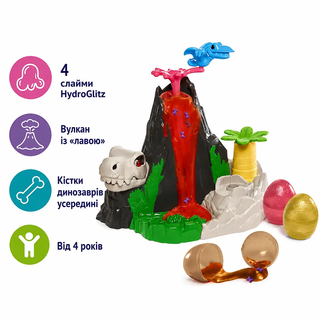 Ігровий набір Плей До Острів лавових кісток Hasbro Play-Doh Slime Dino Crew Lava Bones Island Volcano, вулкан зі слаймами 4 слайми (SKU-378) - фото 2