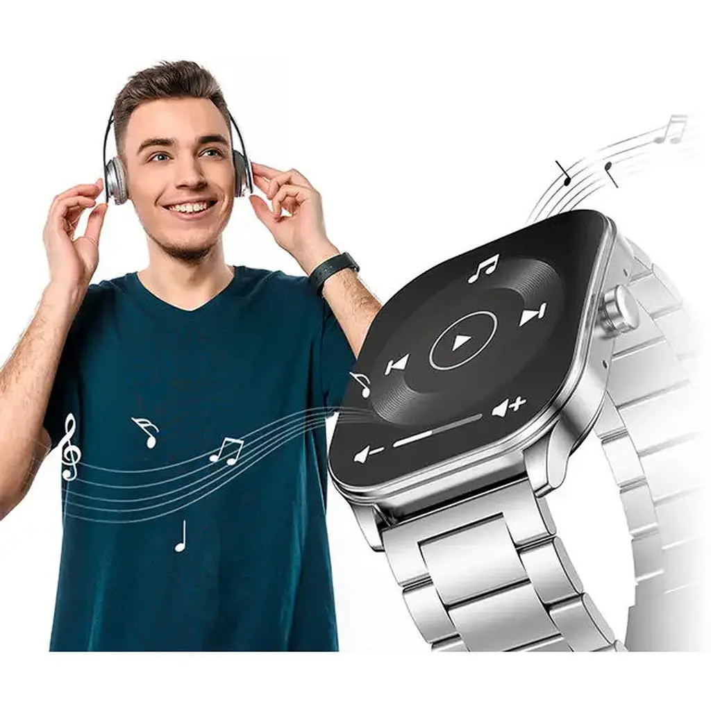 Умные часы с металлическим ремешком Xiaomi Amazfit Pop 3s Metal Black (Metallic Strap) черные - фото 7