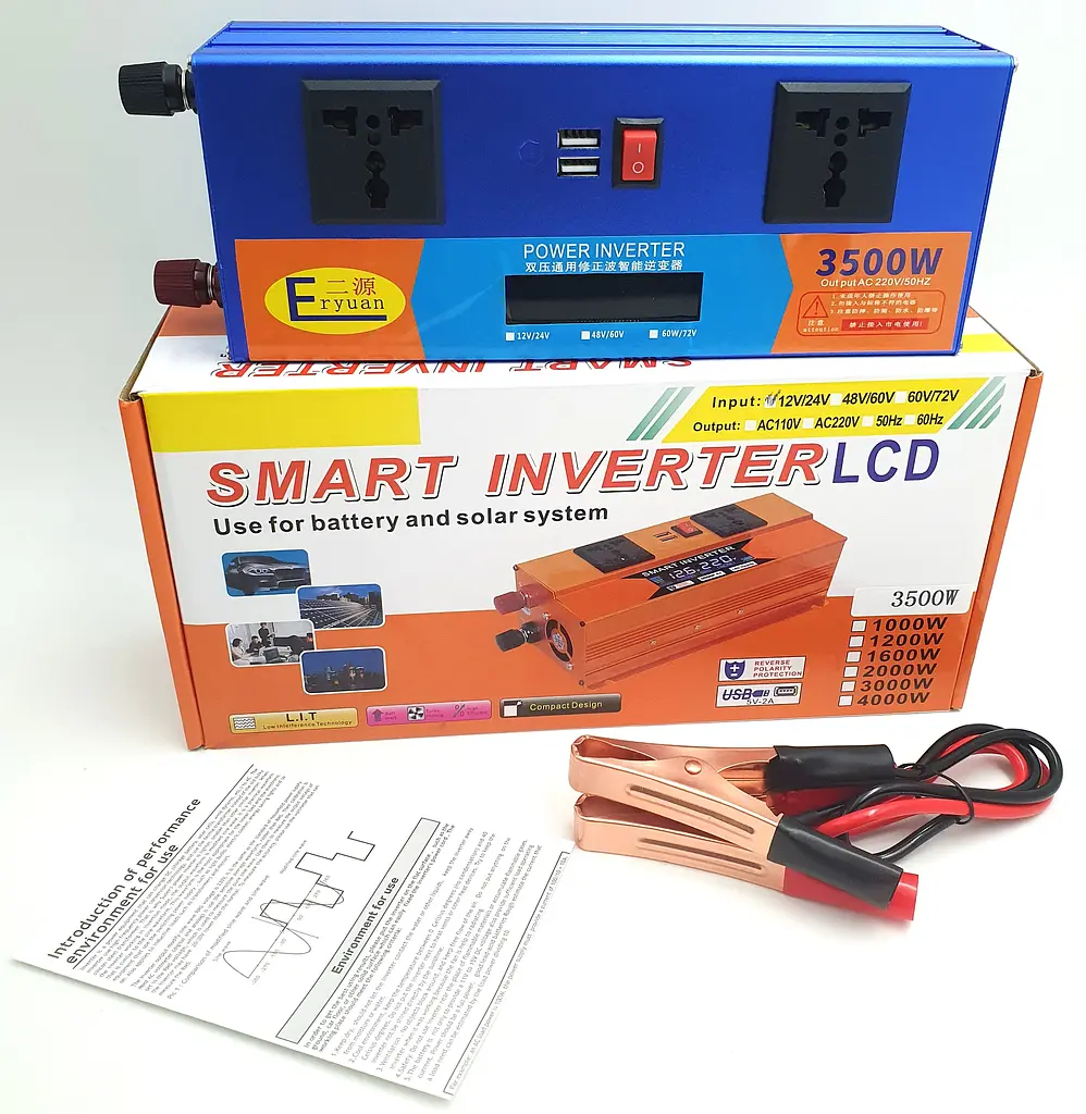 Автоінвертор 12 V-220 V перетворювач напруги з LCD-екраном та USB-портом 3500 W модифікована синусоїда Eryuan 12 V-220 V 3500 Вт - фото 3