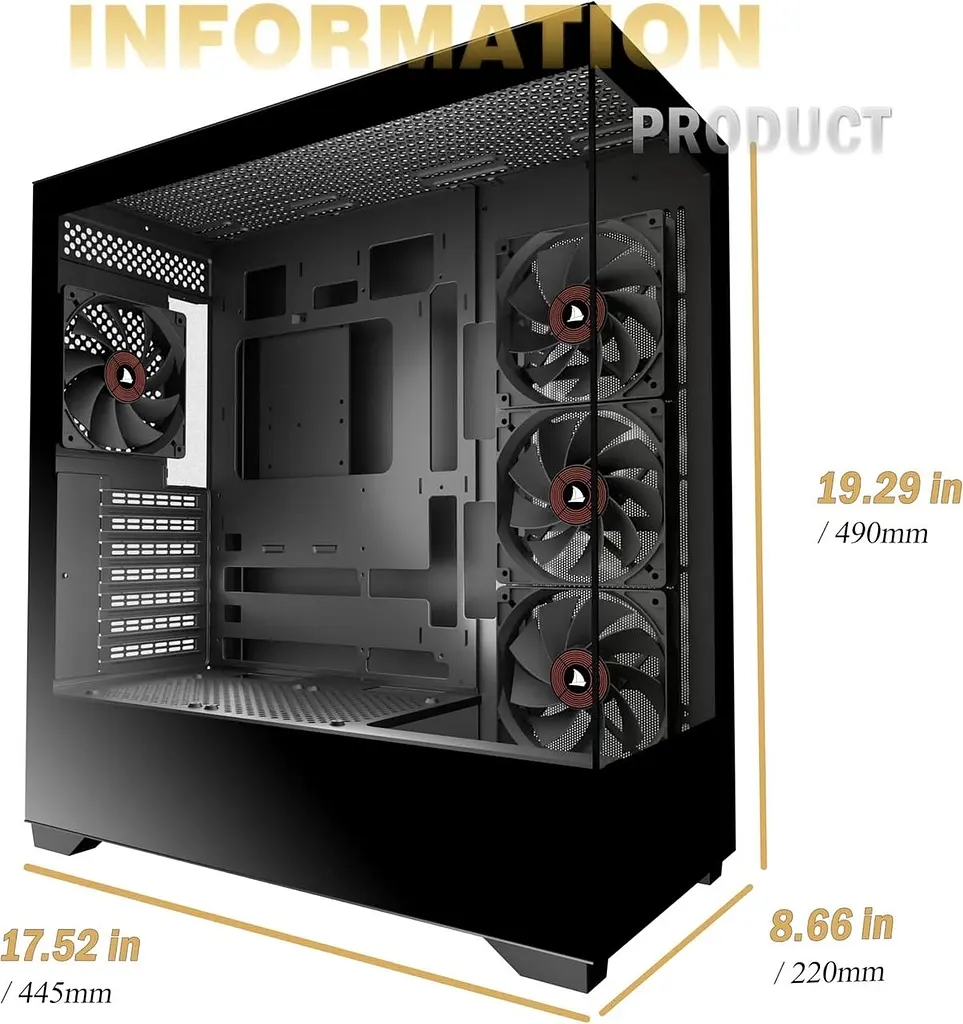 Комп'ютерний корпус KEDIERS P4 ATX Mid Tower з 4 вентиляторами - фото 7