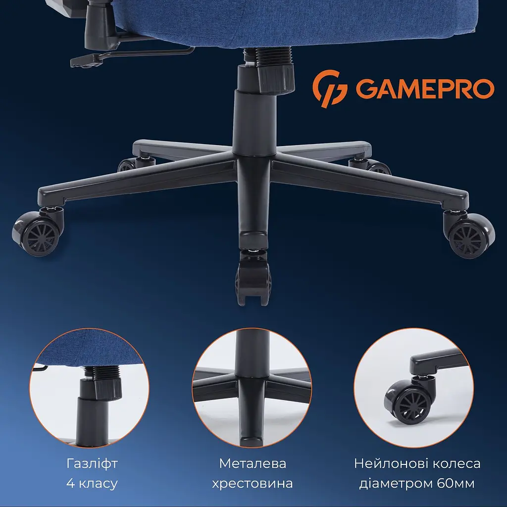 Ігрове крісло GamePro Size L Fabric Dark Blue (FGC750DB) - фото 19