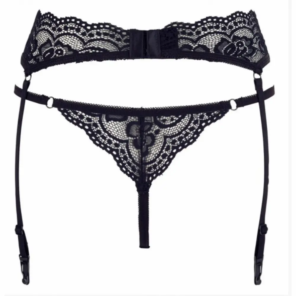 Стрінги з поясом для панчох - Cotelli Collection 2321874 String & Suspender Belt - black S Cottelli 513223218741021 90535 - фото 2