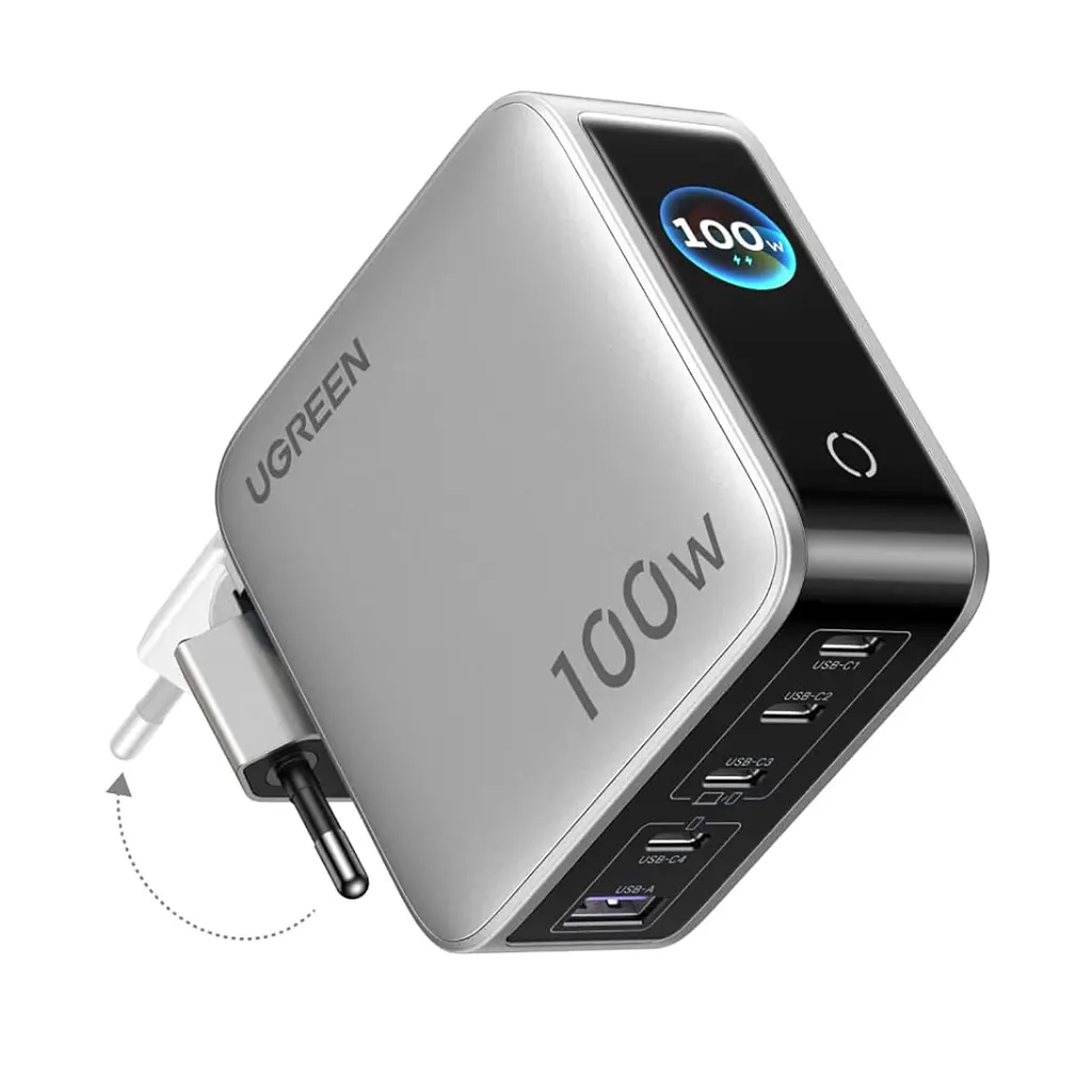 Мережевий зарядний пристрій UGREEN Nexode Pro X773 GaN до 100 Вт сумарно 4 USB-C та 1 USB-A 100 Вт (65620B)