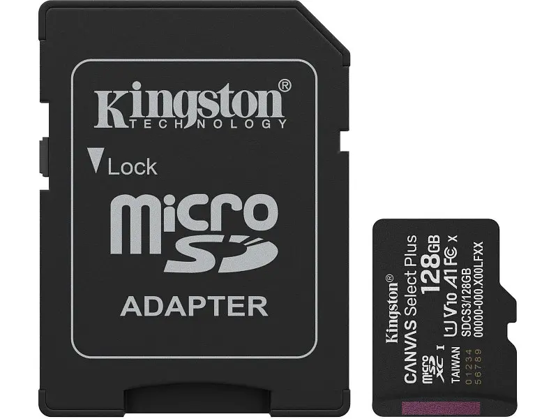 Карта пам'яті Kingston Canvas Select Plus Gen3 microSDXC + SD-Adapter 128 GB (SDCS3/128GB)
