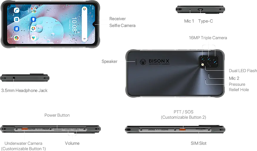 Смартфон Umidigi Bison X10S 4/32Gb grey - фото 5
