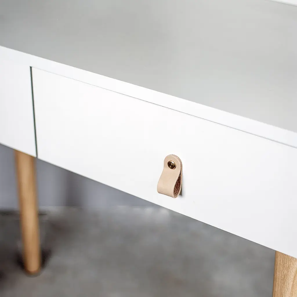 Туалетний столик Jumi Scandi LED + крісло Saida бежевий (шкіряні ручки) - фото 5