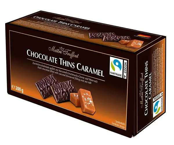 Чорний шоколад Maitre Truffout Chocolate Thins Caramel 200г.
