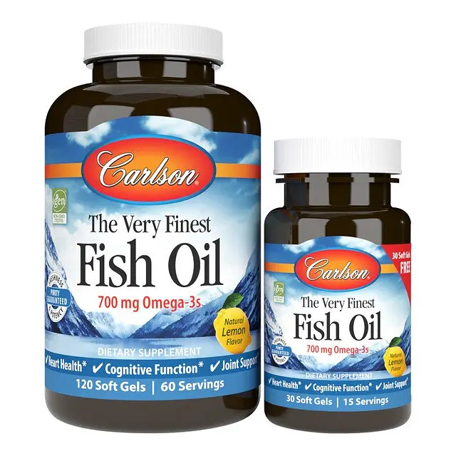Жирні кислоти Carlson Labs The Very Finest Fish Oil 700 mg, 120+30 капсул - Лимон