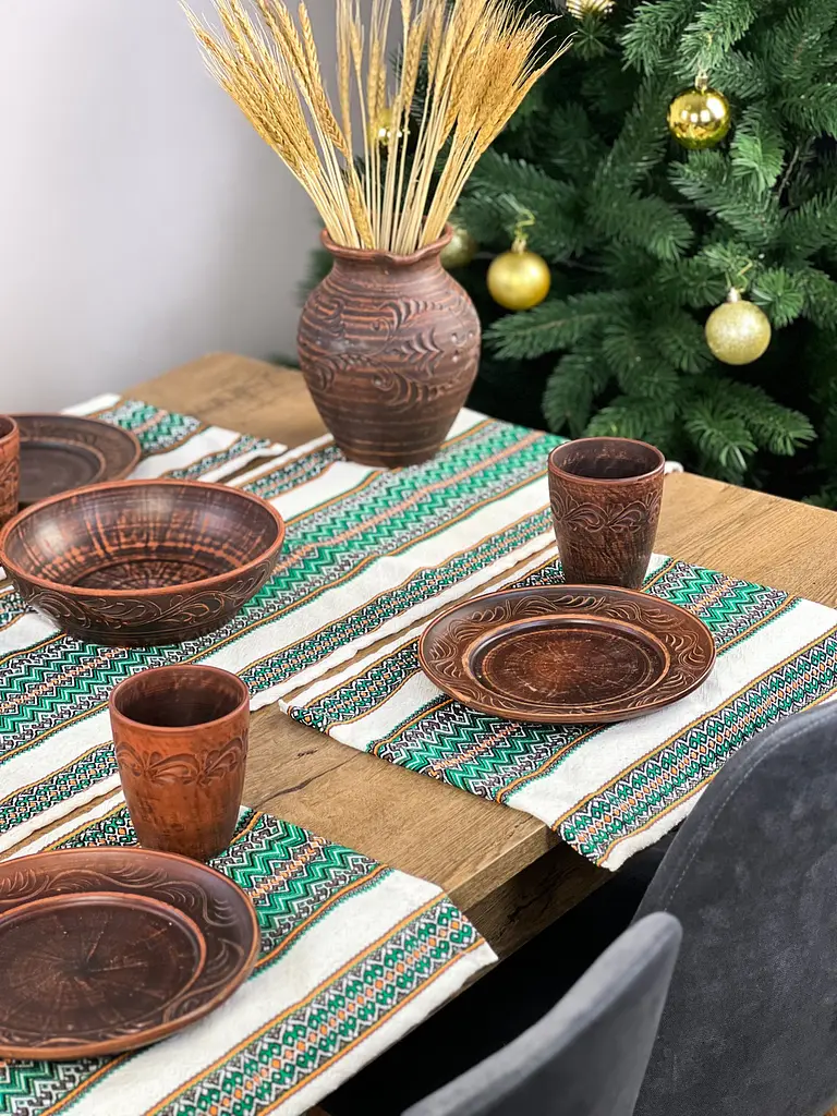 Льняная салфетка с украинским орнаментом Рандеву 30х40 см 27 шт. Коричневый - фото 8