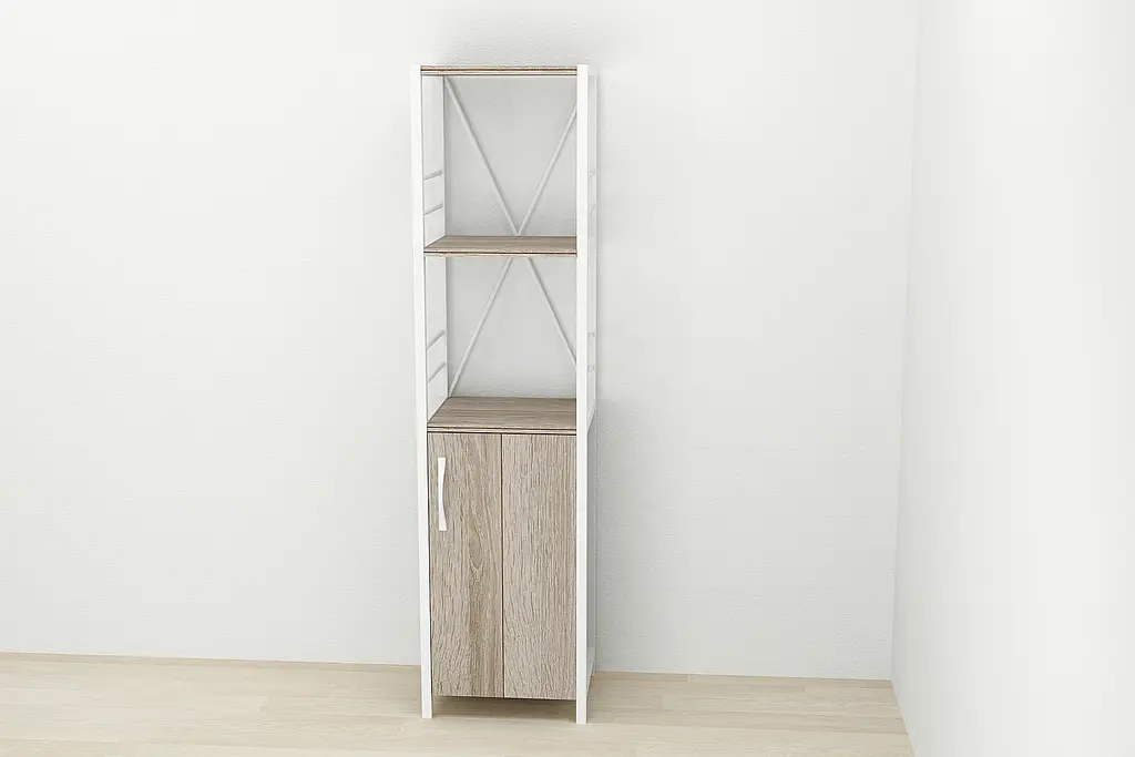 Этажерка 3/34 Ferrum-decor Серии Конект с тумбой 144x34x28 Белый ДСП Сонома Трюфель (FRD-104432) - фото 2
