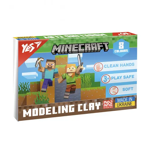 Пластилін YES 8 кольорів 160 г Minecraft для ліплення та творчості (540656)