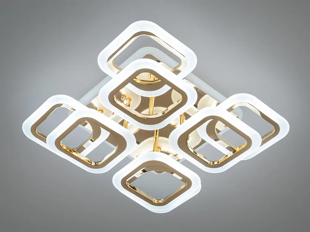 Люстра стельова LED Diasha HAS8060/4+4G, 110W, 3200K-6500K, золото, хай-тек стиль, пульт ДУ, для вітальні, спальні, кухні - фото 4