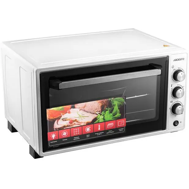 Электропечь Ardesto 1700 Вт, 48 л, хром.тены, таймер, подсвеч., конвекция, подв.стекло, белый - фото 2