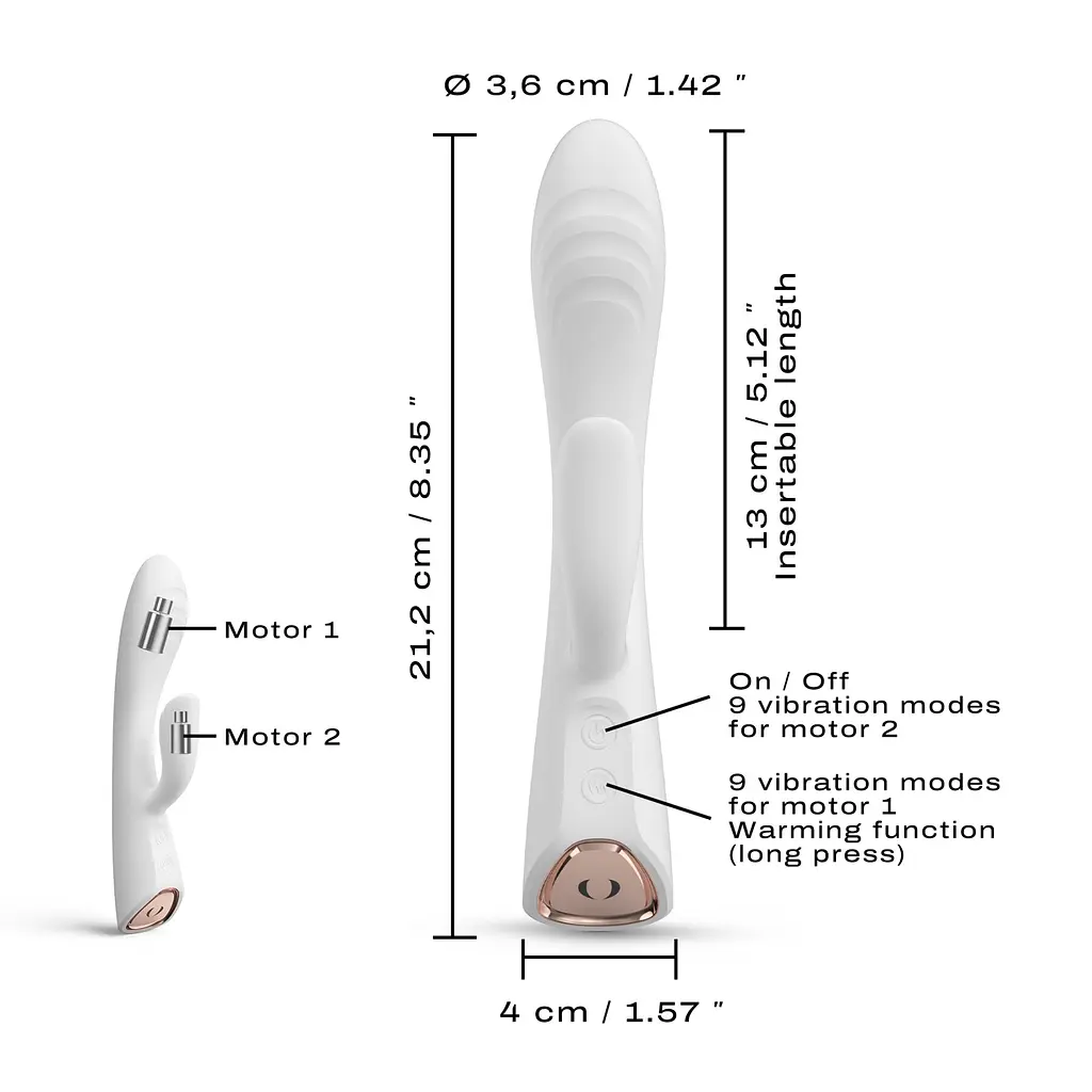 Вібратор-кролик з підігрівом Dorcel FLEXI RABBIT WHITE, гнучкий стовбур - фото 5