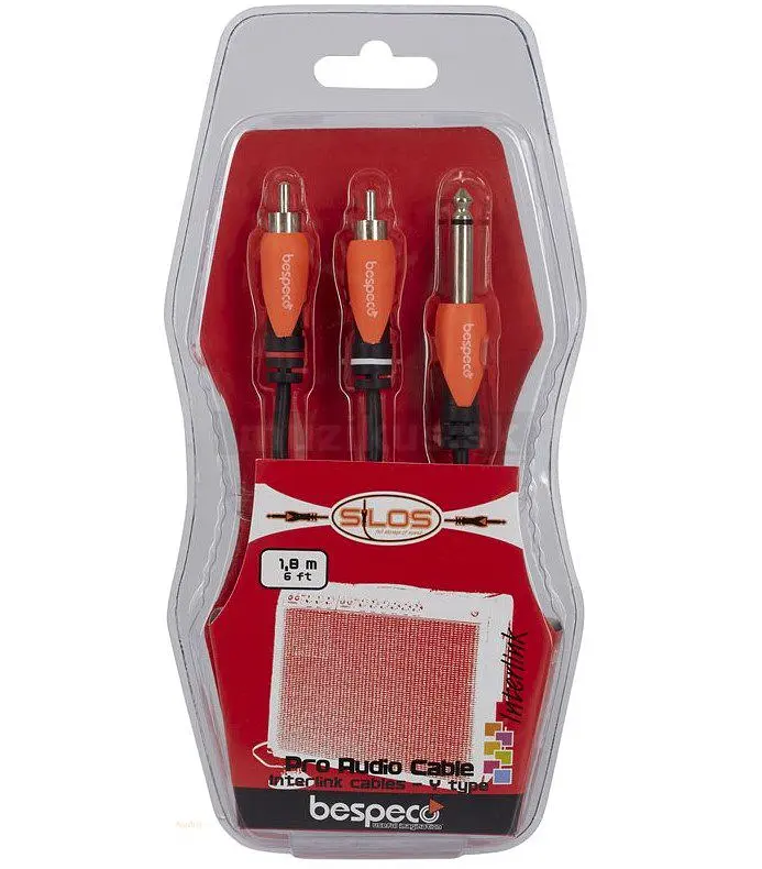 Коммутационный кабель Jack 6,3 mono — 2xRCA BESPECO BESPECO SLYJRM180 1,8м - фото 2