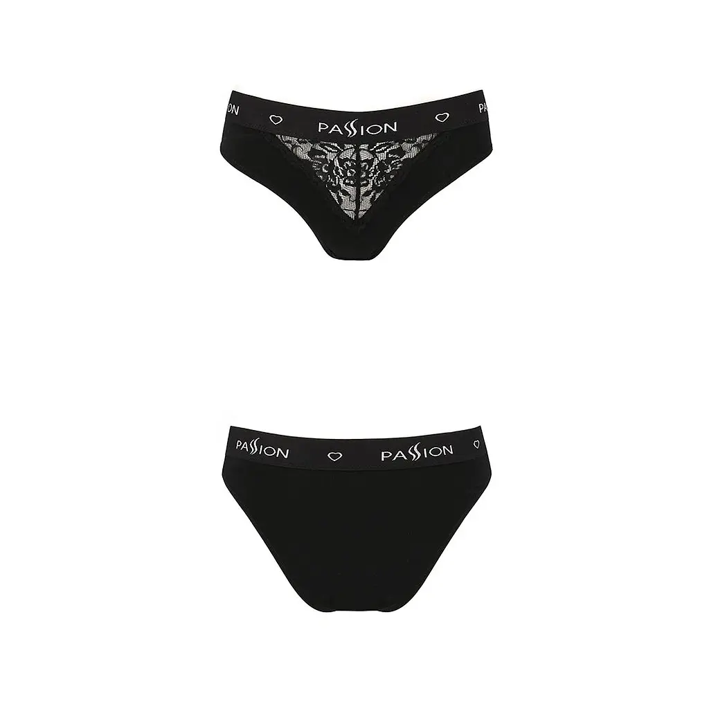 Трусики з широкою гумкою і мереживом Passion PS001 PANTIES L, black - фото 5
