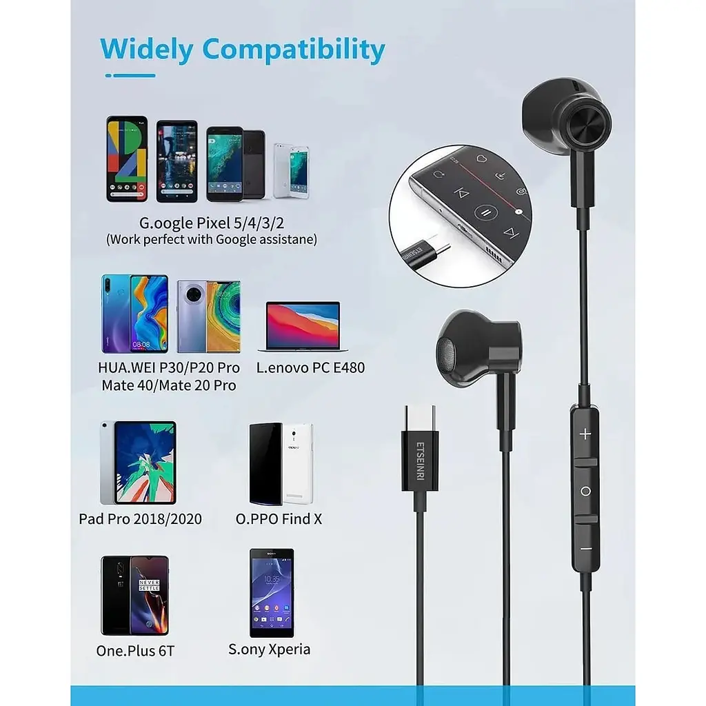 Навушники USB Type C HiFi з мікрофоном та регулятором гучності - фото 6