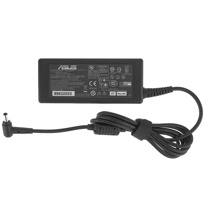 Блок живлення для ноутбука Asus 19V, 3.42A, 65W, 4.5x3.0-PIN, 3 hole, L-подібний роз'єм, black (без кабелю) - фото 3
