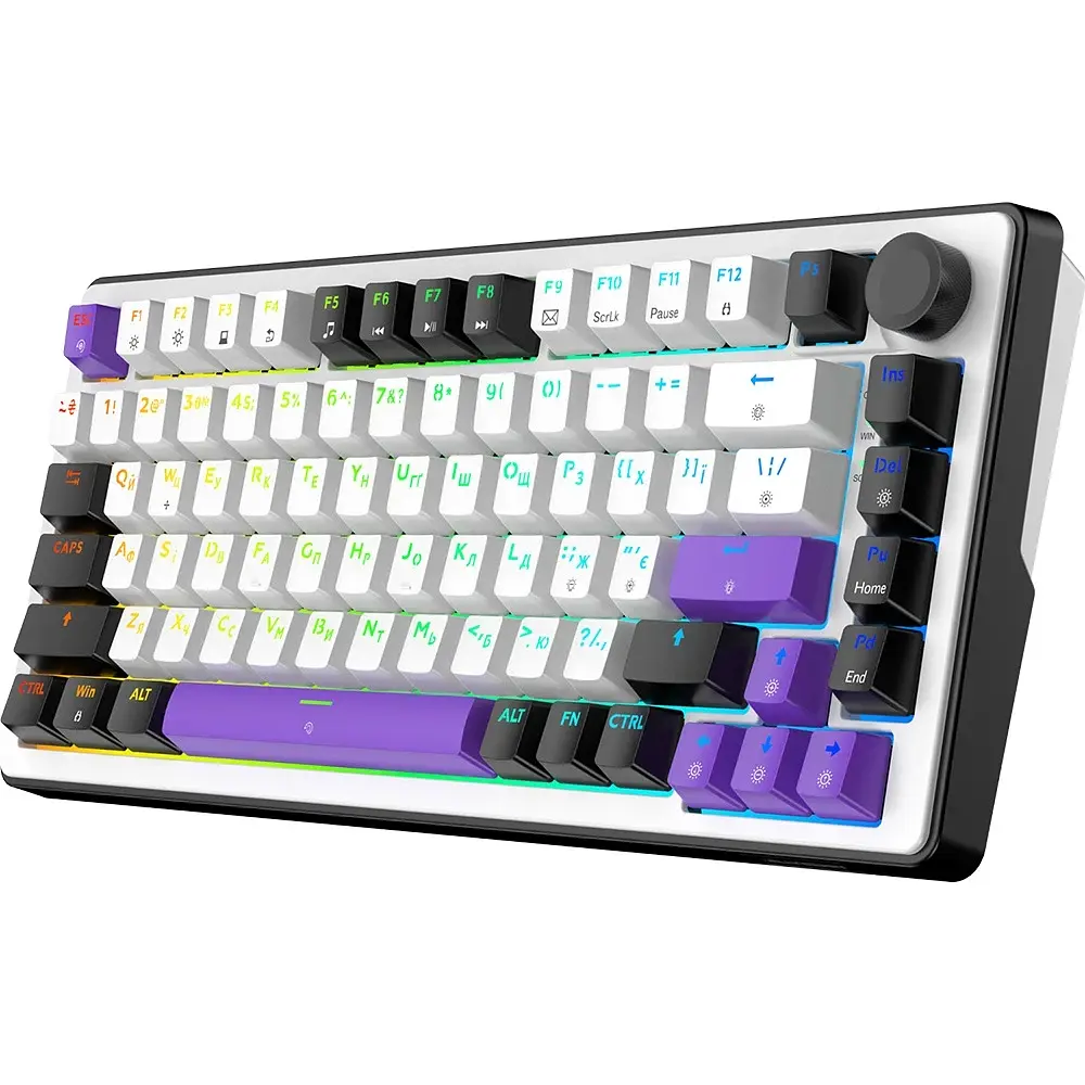Bluetooth Клавіатура HATOR Hellyberry HK75 White/Violet UA - фото 3