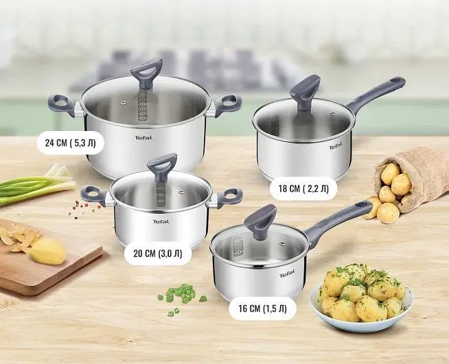Набір посуду Daily Cook, 8предметів, нержавіюча сталь, бакеліт, скло Tefal kuh0016918 - фото 3