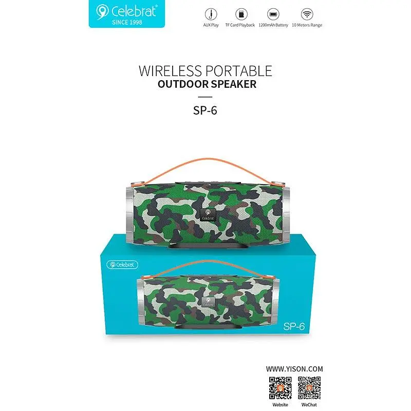 Портативна акустика Celebrat TWS SP-6 5Wx2 хакі - фото 3