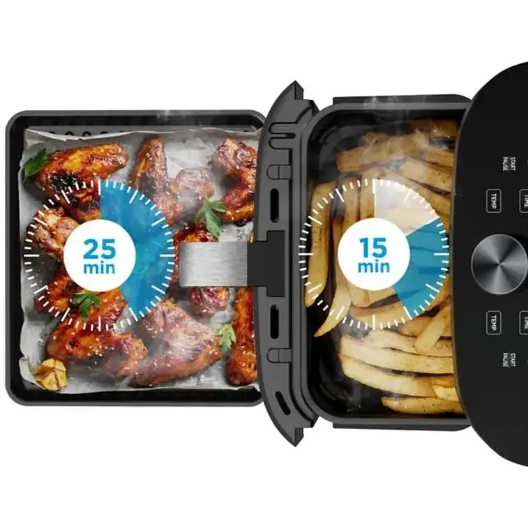 Аэрофритюрница двойная Midea MAD1100DADK 2 зоны приготовления 10 программ управления с телефона - фото 7