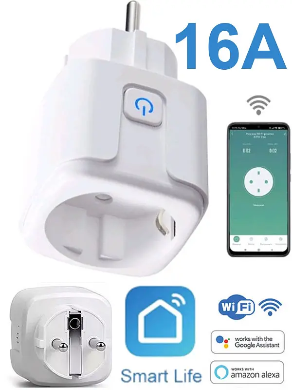 Розумна WiFi розетка 16А Smart Life Head з таймером для дистанційного керування розеткою через інтернет та обліку витрати енергії туя 2шт - фото 10