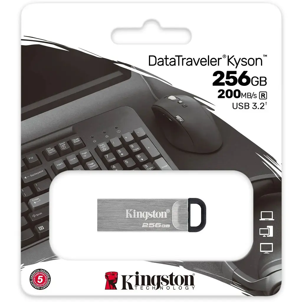 USB Flash накопичувач Kingston 256GB DataTraveler Kyson USB 3.2 silver/black (DTKN/256GB) - фото 3