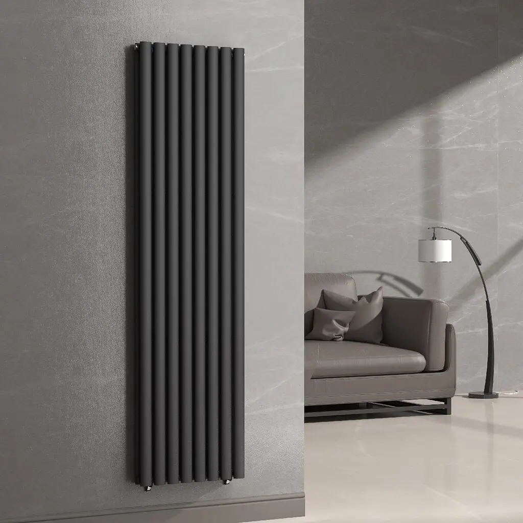 Вертикальний радіатор Navin Ellipse Double 480x1800-8, anticor, чорний муар 10-012033-4880, Чорний матовий - фото 5