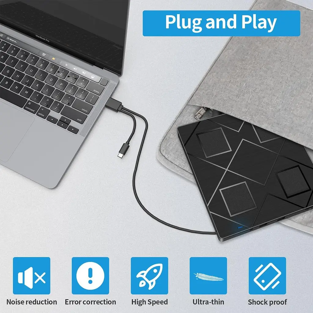 Зовнішній CD/DVD привід BEVA USB 3.0/Type-C із SD/TF слотами та USB-хабом - фото 6
