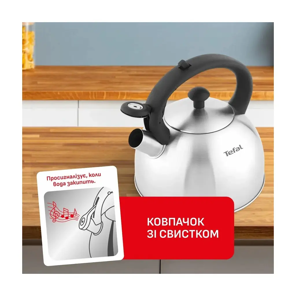 Чайник для плит Tefal Duetto+ зі свистком 2.5 л чорний/сталевий (N4210310) - фото 8