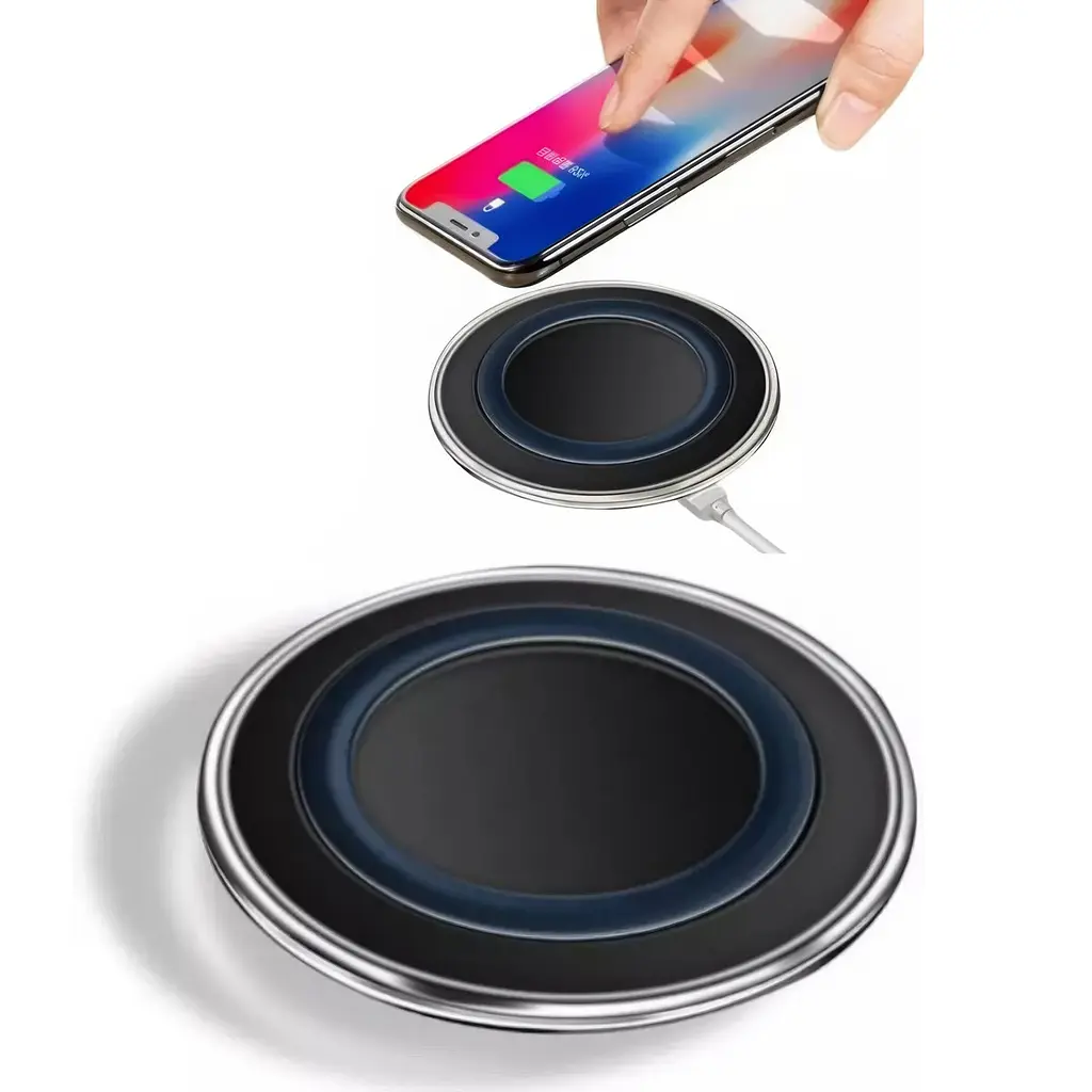 Бездротовий зарядний пристрій Wireless Charger A1, круглий, чорний, настільна підставка для телефону - фото 2