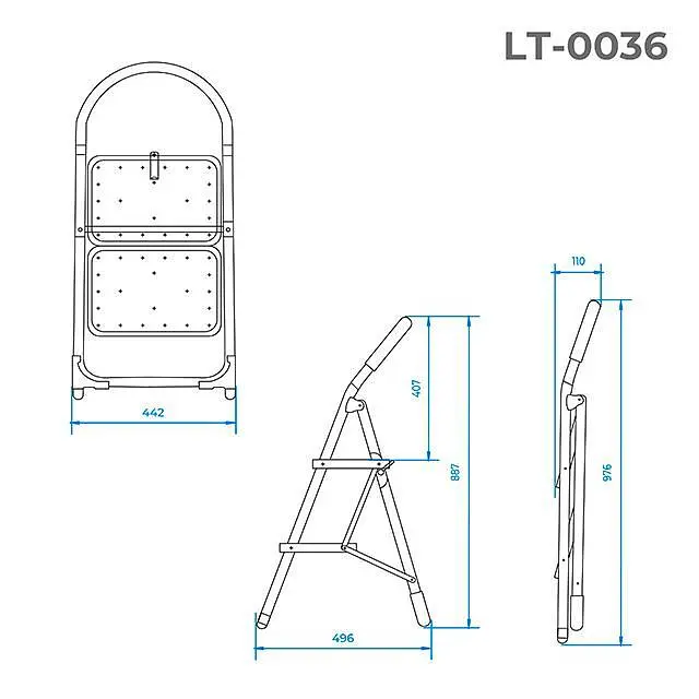 Стремянка стальная Intertool высота до платформы 486 мм x 2 ступени 350 x 220 мм LT-0036 - фото 7