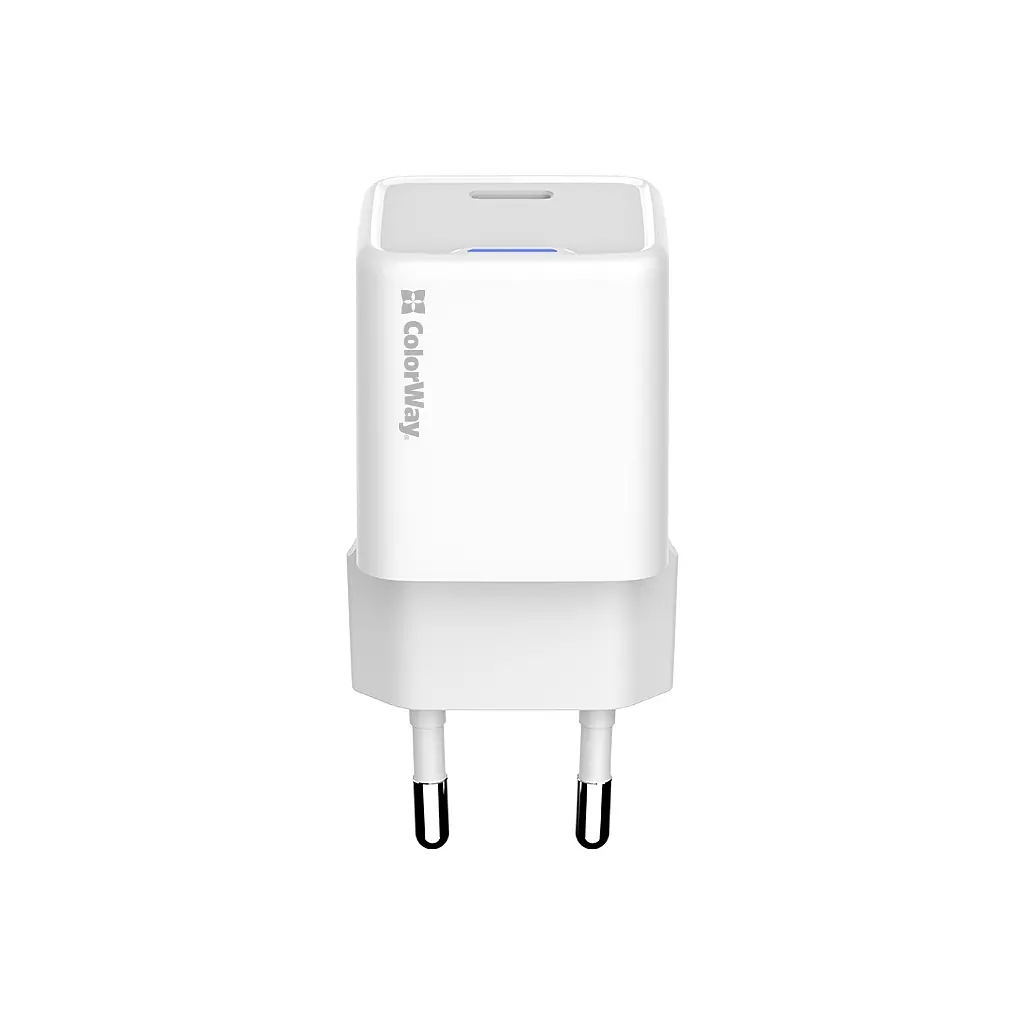 Зарядний пристрій ColorWay GaN Mini 25 Вт порт PD PPS USB-C білий (CW-CHS052PD-WT) - фото 3