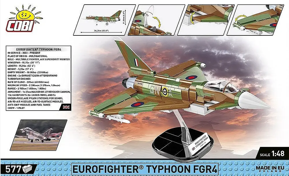 Конструктор истребитель Eurofighter Typhoon FGR4 "GiNA" COBI 5843 - фото 4