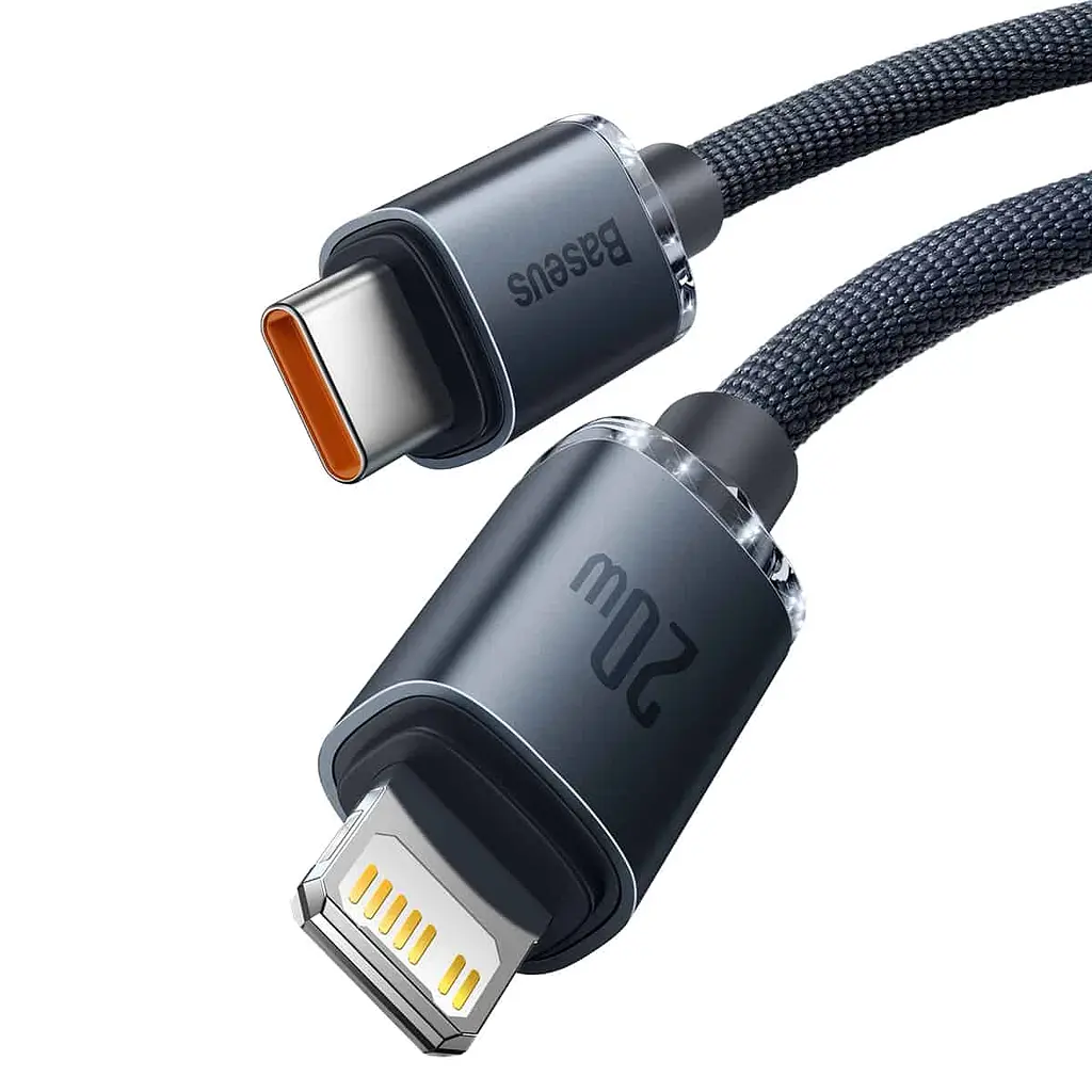 Кабель Baseus Crystal Shine Series USB-C to Lightning 20W 1.2m Black (CAJY000201) [71410] - фото 2