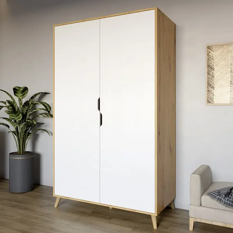 Комплект меблів для вітальні М-ЗОН Борн Дуб Артизан/Німфея Альба (білий) 5 предметів з ніжками кольору світлий горіх (MZN-031070) - фото 5