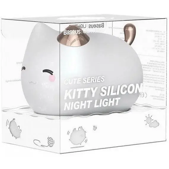 Ночник Baseus Cute Series Kitty Silicone Night light White [DGAM-A02] [59475] - фото 6