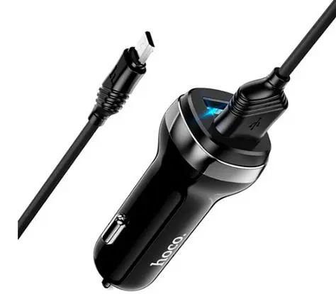Автомобильное зарядное устройство АЗУ 12-24V HOCO Z-40+ кабель Micro, 2xUSB, 2.4A, кабель 1м, Black - фото 3