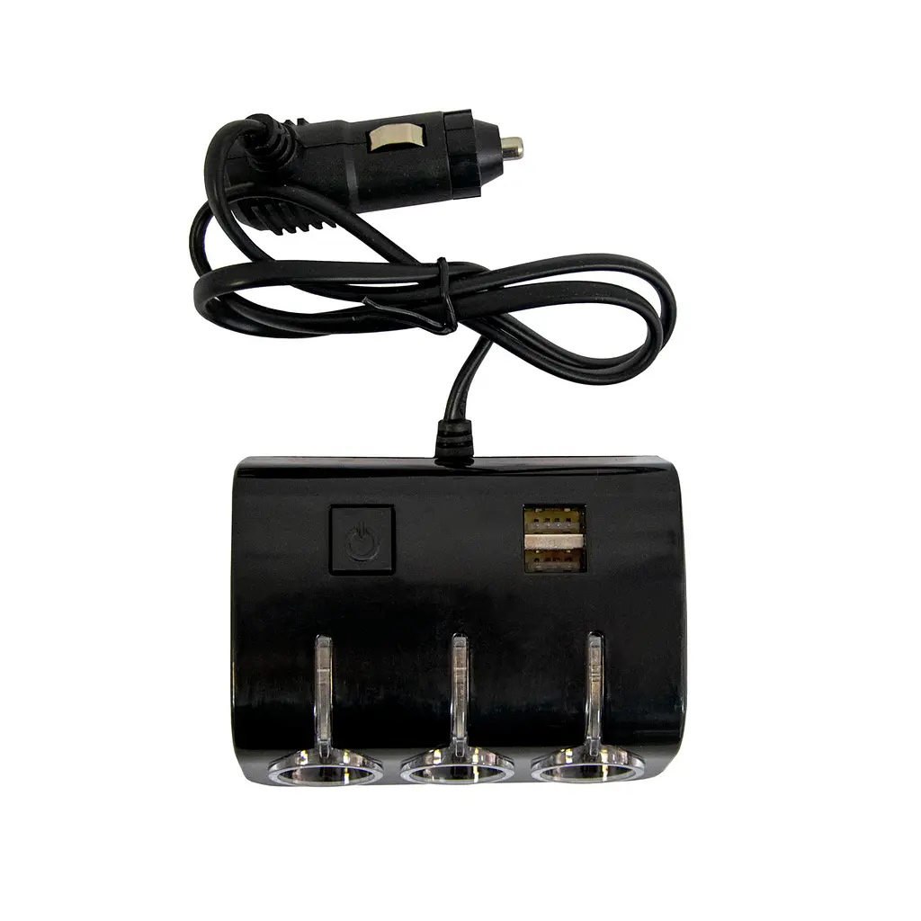 Разветвитель прикуривателя в автомобиль 1506A/1506A тройник в прикуриватель +2 USB, разветвитель 12 вольт (ST) - фото 3