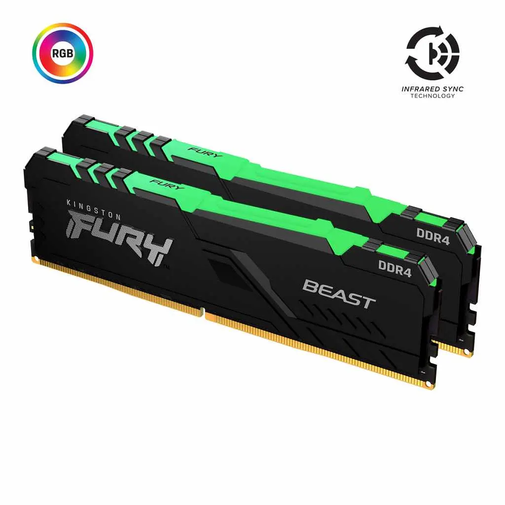 Модуль пам'яті Kingston Fury DDR4 32Gb (2x16) Beast 3600 MHz RGB (KF436C18BBAK2/32) Б/в - фото 3