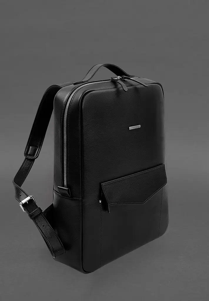 Шкіряний рюкзак на блискавці Cooper maxi чорний - фото 3