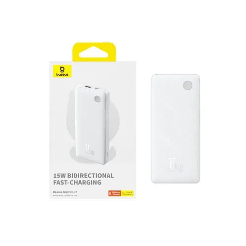 Універсальна мобільна батарея Baseus Airpow Lite 10 000 mAh 15W білий P10067500213-00 - фото 3