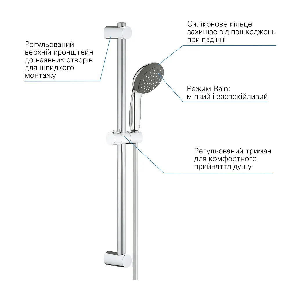 Набір змішувачів 3 в 1 для ванної кімнати Grohe QuickFix StartEdge S-Size UA202502SE, Хром - фото 11